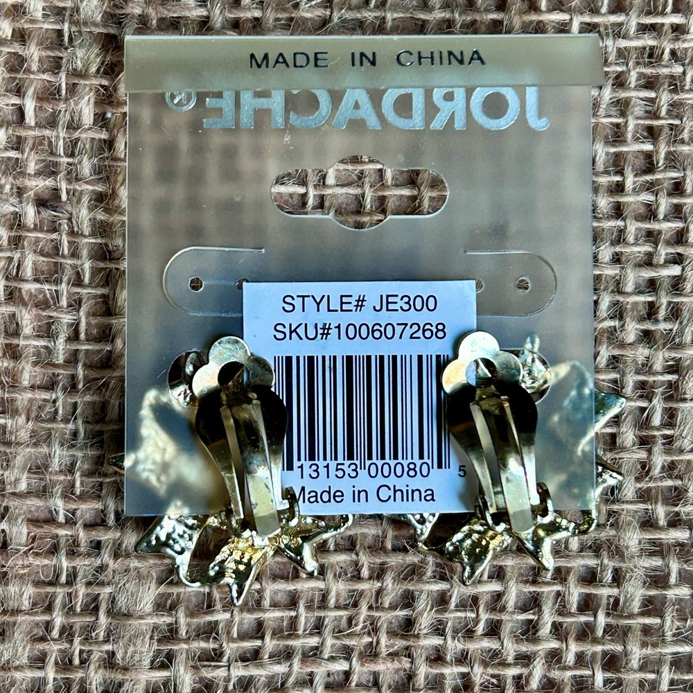 Vintage Jordache Gold Tone & Black Clip On Earrings - Picture 4 of 6